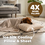 50%OFF 🔥3-in-1 Summer Pet Cooling Bed Set - Ice Silk Mat, Sheet & Pillow for Dogs