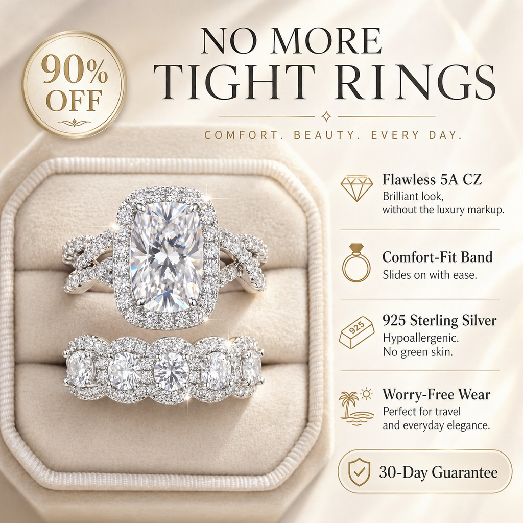 🔥90% OFF TODAY: No More Tight Rings: 5-Carat D-Color VVS1 Moissanite Comfort-Fit Set (S925 Silver, Sizes 4-16)