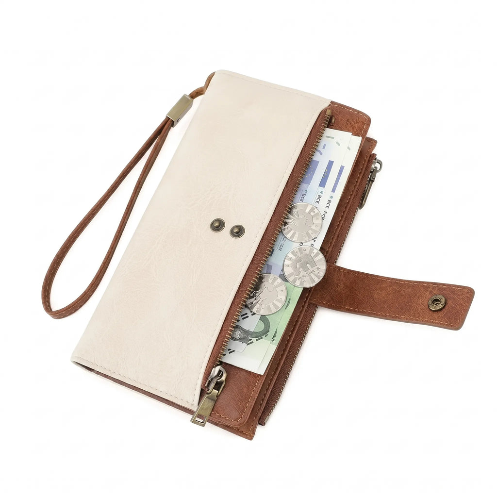 🔥Last Day 49% OFF-Women's long wallet, stylish clutch, elegant solid color blocking wallet