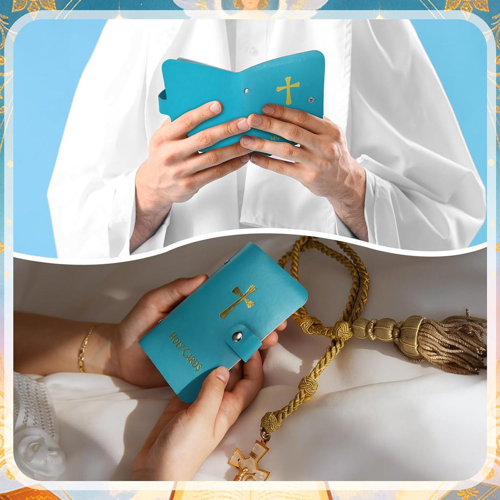 50%OFF 🔥✝️ Catholic Genuine Leather Holy Card Holder – Pocket Prayer Card Organizer with Snap Closure