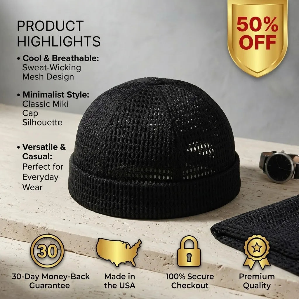 50% OFF🔥Men’s Breathable Brimless Docker Hat – Lightweight Mesh Skull Cap for Summer Outdoor Wear