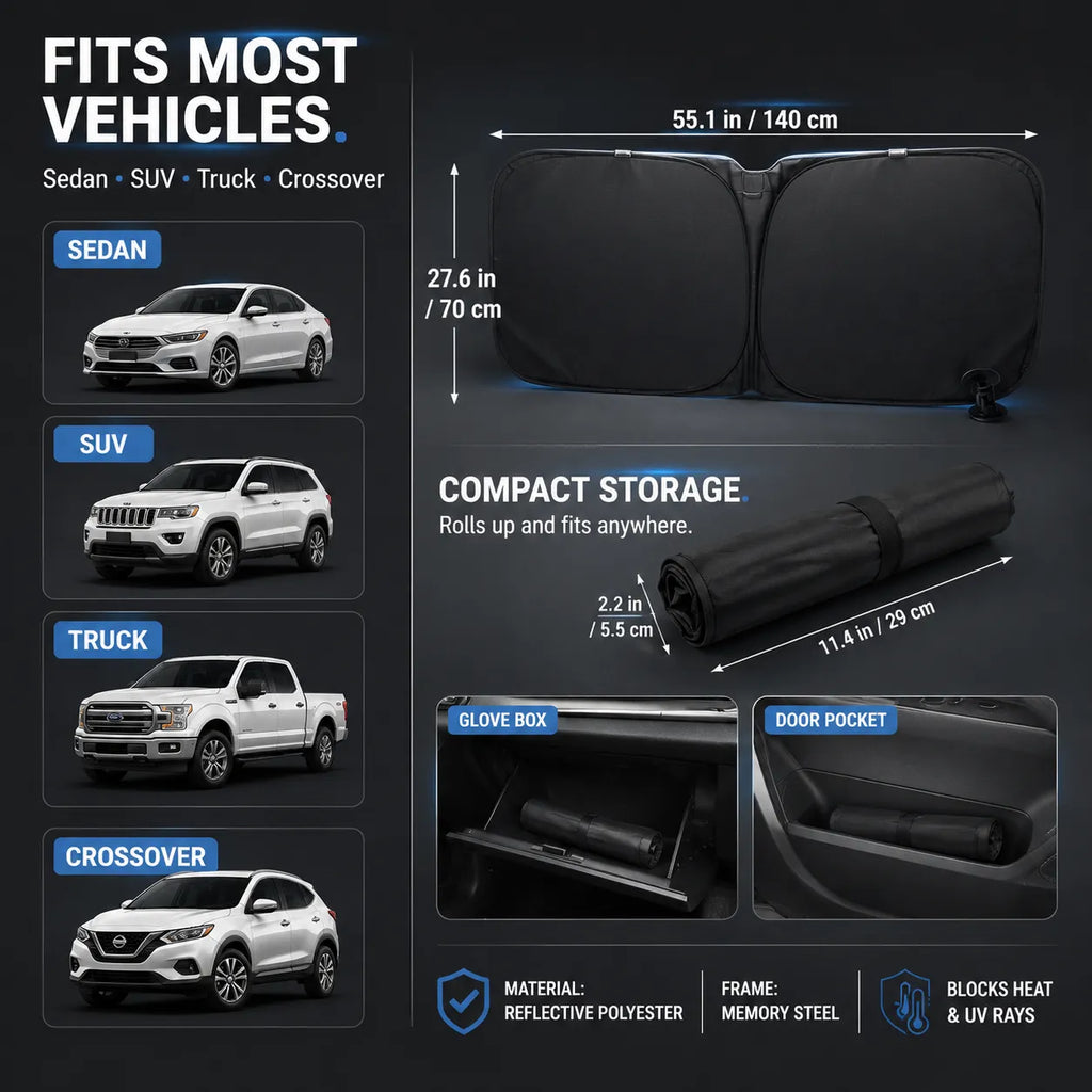 Keep Your Car Up to 35°F Cooler, Protect Your Dashboard, and Enjoy Instant Comfort Every Time You Get In.