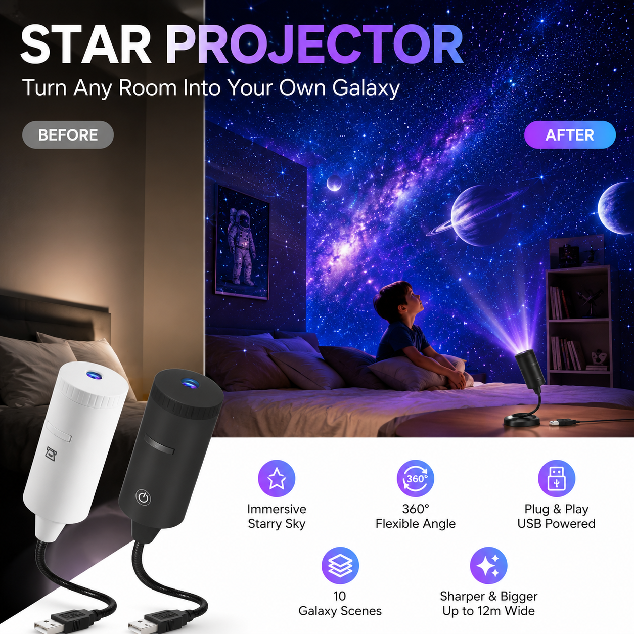50%OFF 🔥✨ Plug-and-Play HD Star Projector🥳50,000+ Happy Users