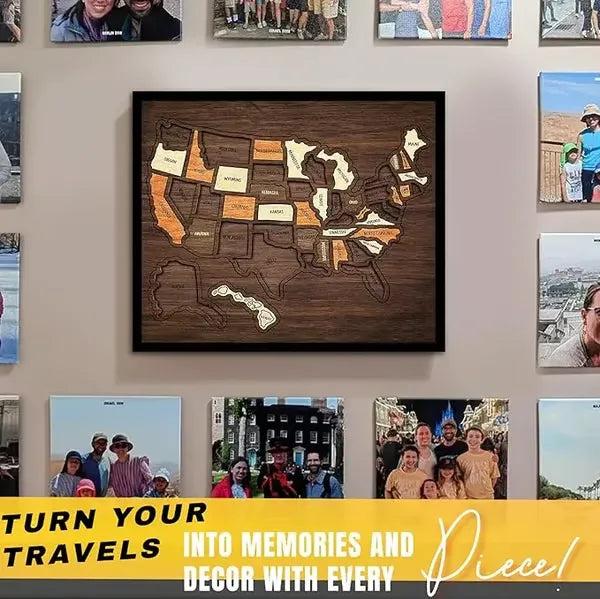 50% OFF🔥Wooden USA Travel Map Puzzle🧩A Stylish Way to Track Your Journey & Memories