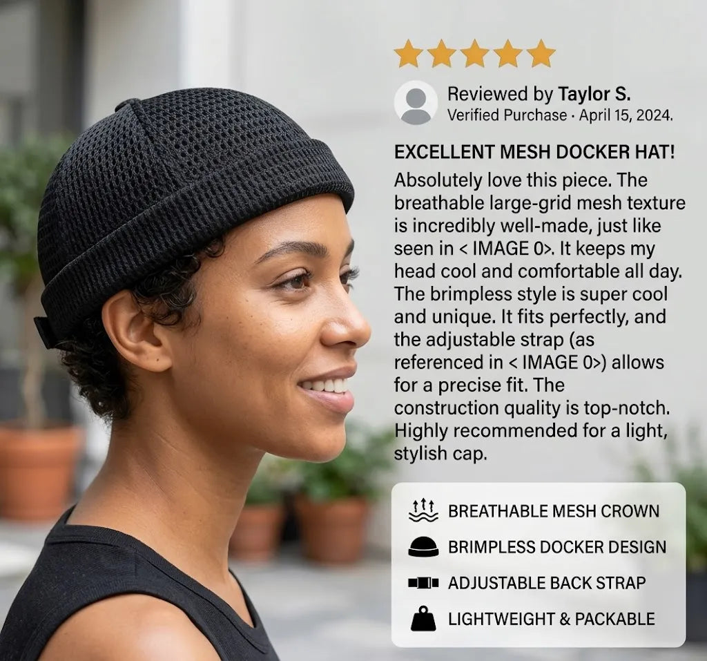 50% OFF🔥Men’s Breathable Brimless Docker Hat – Lightweight Mesh Skull Cap for Summer Outdoor Wear