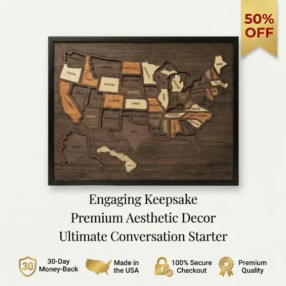 50% OFF🔥Wooden USA Travel Map Puzzle🧩A Stylish Way to Track Your Journey & Memories
