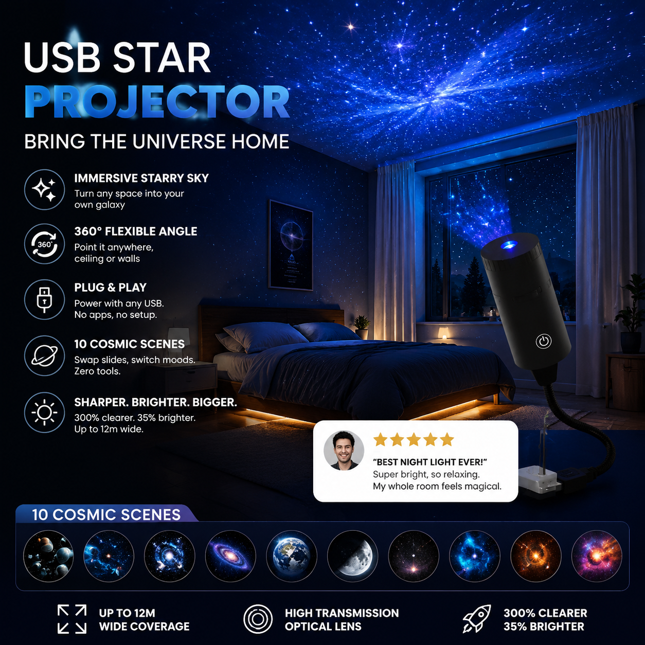 50%OFF 🔥✨ Plug-and-Play HD Star Projector🥳50,000+ Happy Users