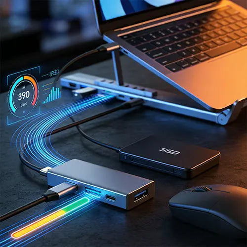 50%OFF 🔥Ultimate Desk Setup: Ergonomic Laptop Stand & USB Hub in One