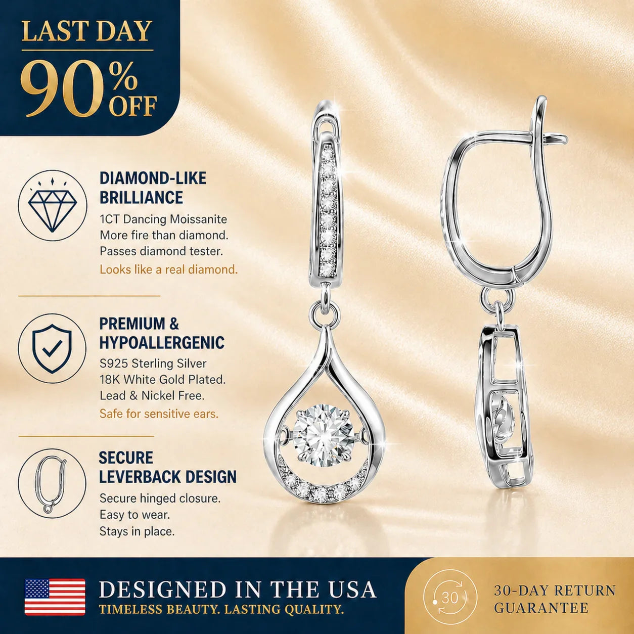 🔥🔥 90% OFF TODAY: 1-Carat "Dancing" Moissanite Earrings – The Pure S925 Comfort & Sparkle You Deserve 💖