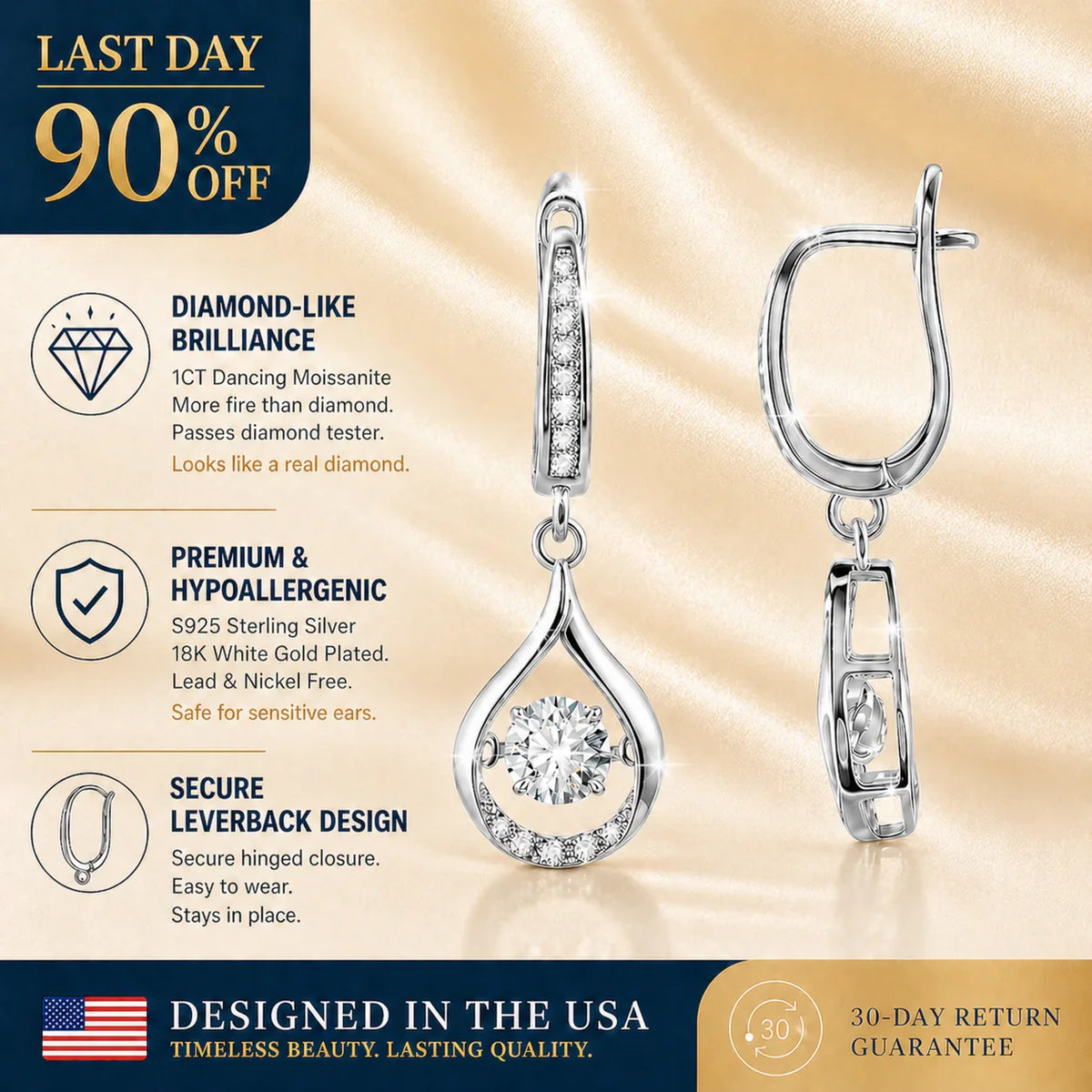 🔥 LAST DAY 90% OFF: 1-Carat "Dancing" Moissanite Earrings – The Pure S925 Comfort & Sparkle You Deserve 💖